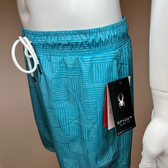 SPYDER MEN'S SWIMSUIT OR WORKOUT SHORTS TURQUOISE, LARGE W/2 POCKTS ON THE SIDE - Picture 3 of 16